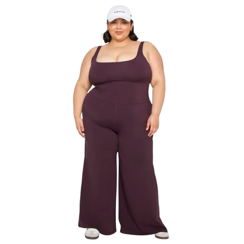 Fabletics Plum Wide‑Leg Jumpsuit XXL/1X‎ Athleisure Lounge One Piece
